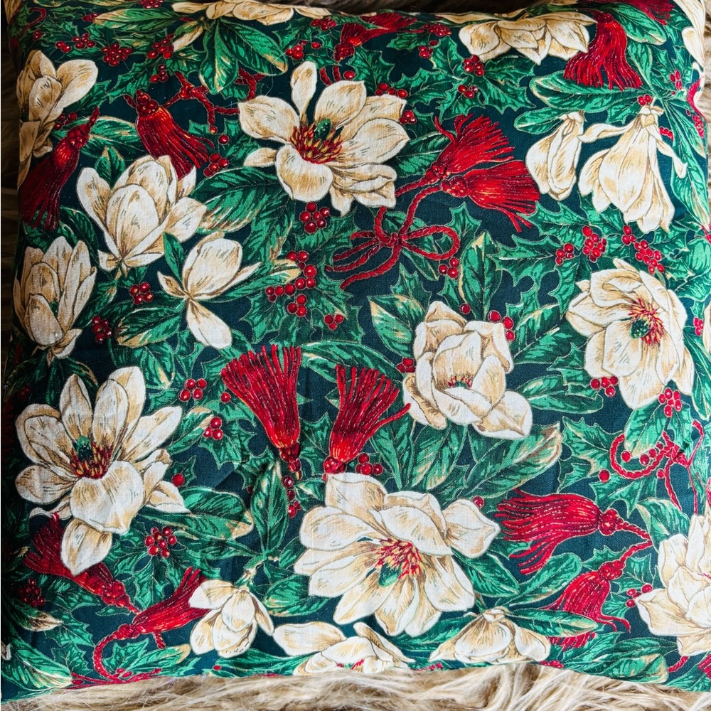 Beautiful Christmas Home Decor Pillow Handmade 15x14”